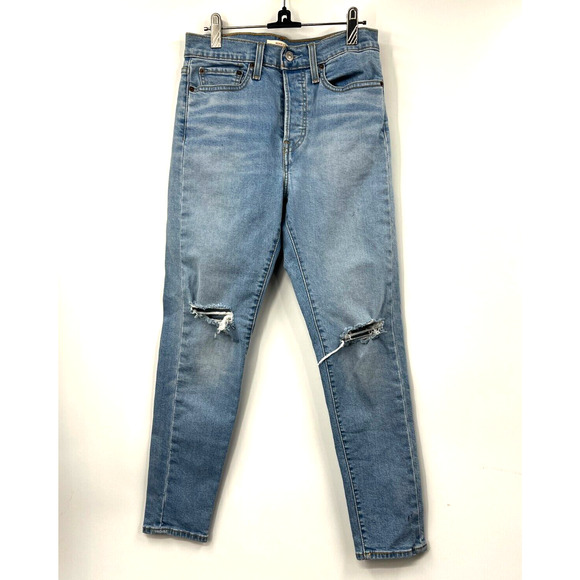 Levis Jeans Womens Size 27 Wedgie Skinny Medium Wash Blue High‎ Rise Button Fly - Picture 1 of 12